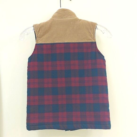 Kapital K Wool Blend Sherpa Burgundy Plaid Fall Vest Sz 7 - Picture 2 of 7